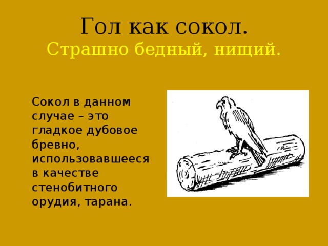 Гол как сокол .  Страшно бедный, нищий.
