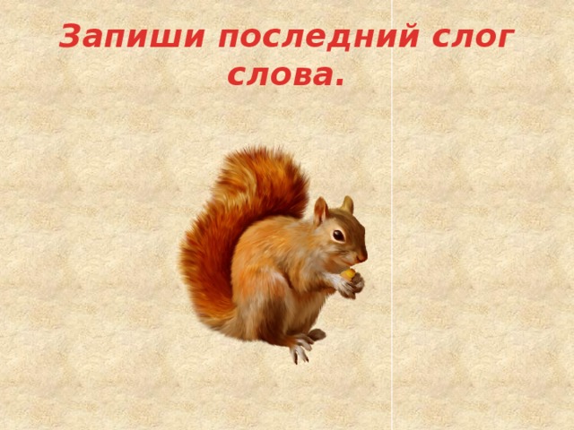 Запиши последний слог слова. 