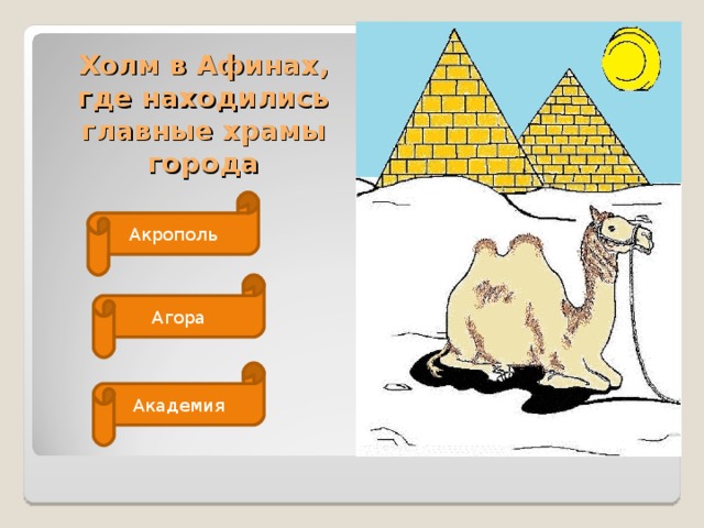 Холм в Афинах, где находились главные храмы города Акрополь Агора Академия 