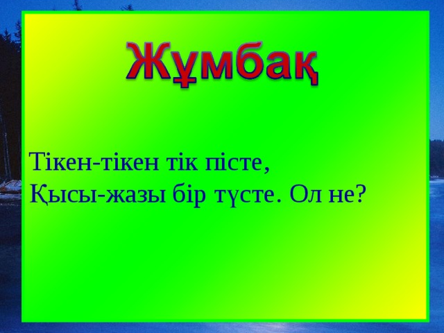 Тікен-тікен тік пісте, Қысы-жазы бір түсте. Ол не?  