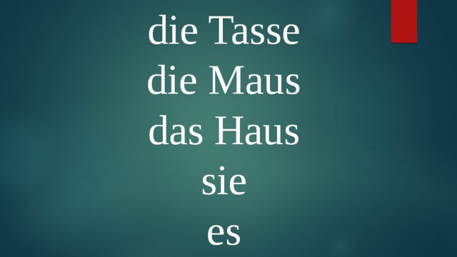 die Tasse die Maus das Haus sie es 