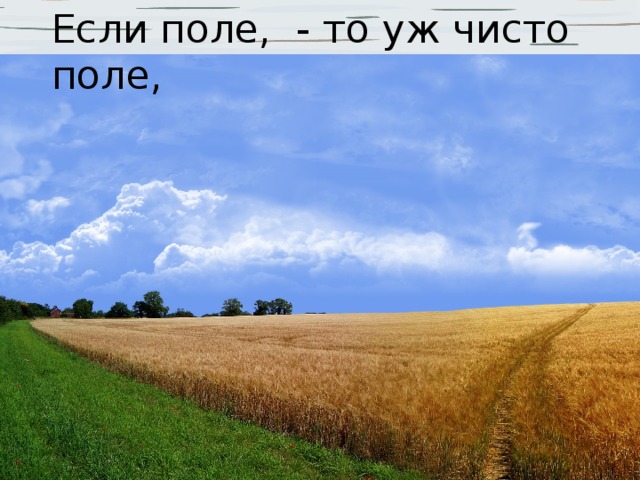 Если поле, - то уж чисто поле,  