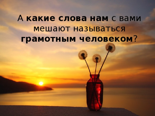 А какие слова нам с вами мешают называться грамотным человеком ? 