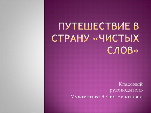   Классный руководитель Мухаметова Юлия Булатовна 