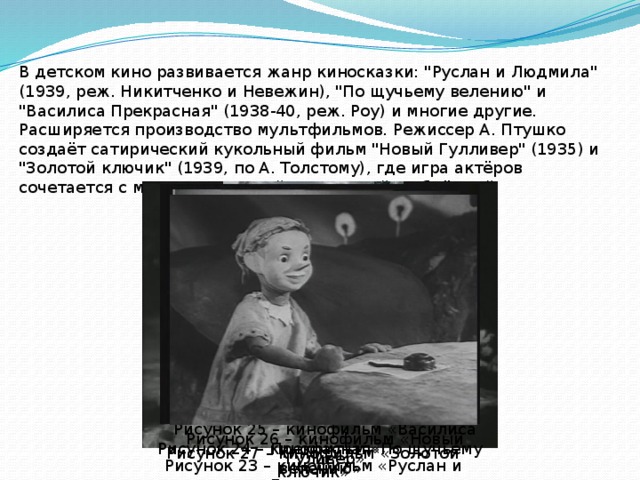 В детском кино развивается жанр киносказки: 