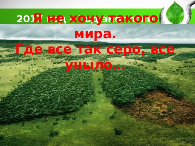 Я не хочу такого мира. Где все так серо, все уныло… 2017 год – Год экологии 