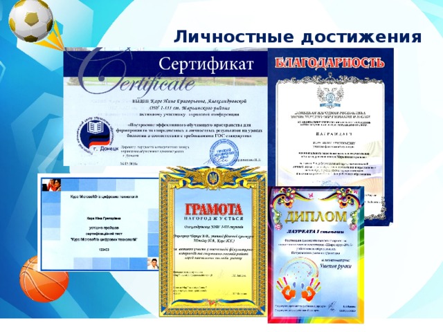 Личностные достижения  