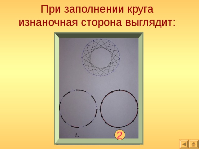 При заполнении круга изнаночная сторона выглядит: 2 