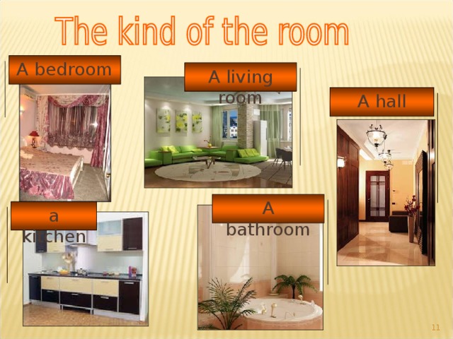 A bedroom A living room A hall A bathroom a kitchen 10 