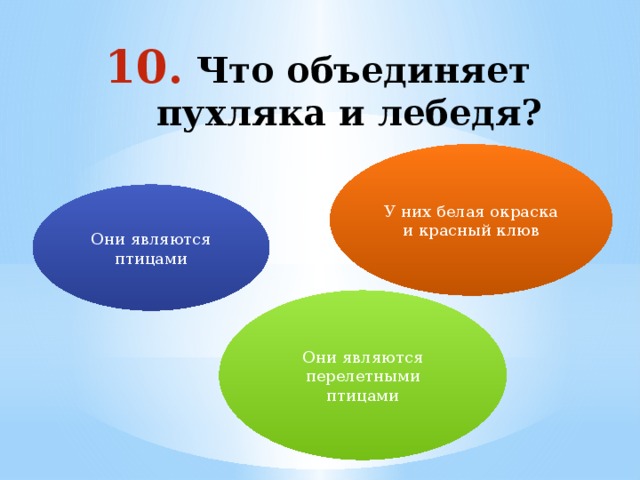  Что объединяет пухляка и лебедя?   У них белая окраска и красный клюв Они являются птицами Они являются перелетными птицами 