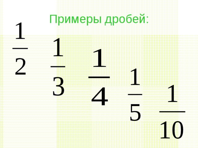 Примеры дробей: 