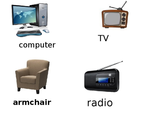 TV computer radio armchair 