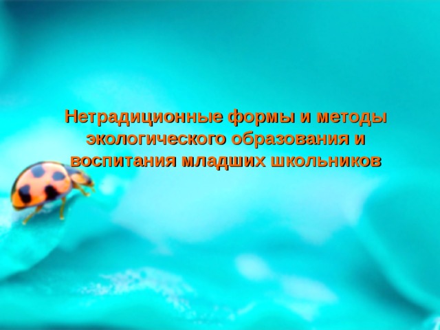Нетрадиционные формы и методы экологического образования и воспитания младших школьников 