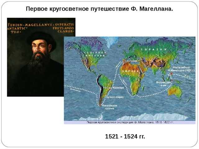 Первое кругосветное путешествие Ф. Магеллана. 1521 - 1524 гг.  