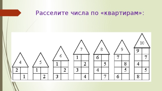Расселите числа по «квартирам»: 