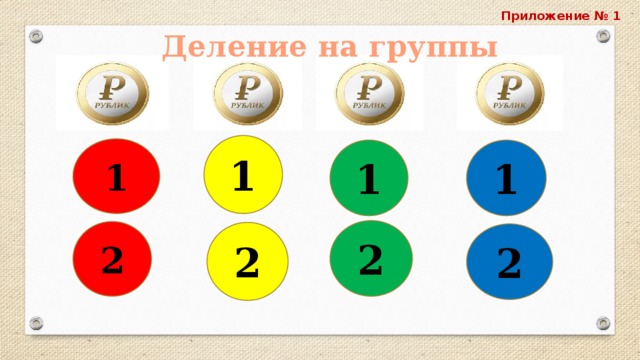 Приложение № 1 Деление на группы 1 1 1 1 2 2 2 2 
