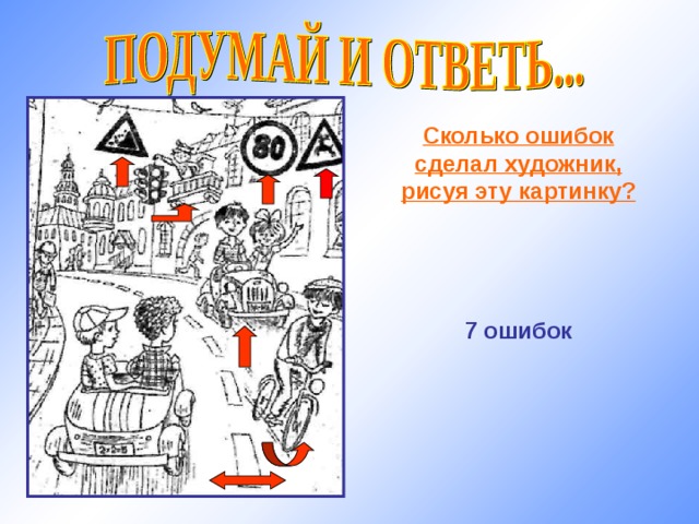 Сколько ошибок сделал художник, рисуя эту картинку?     7 ошибок 