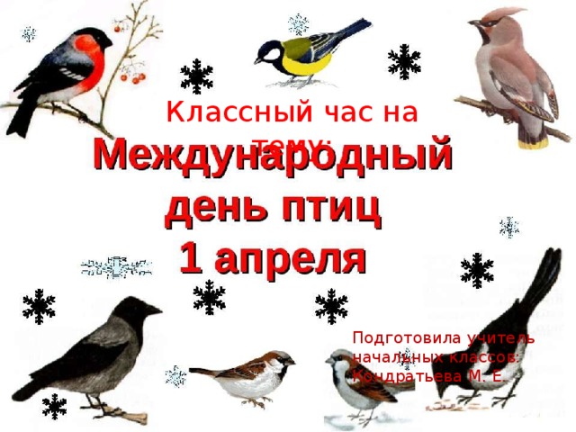 Классный час на тему: Подготовила учитель начальных классов: Кондратьева М. Е. 