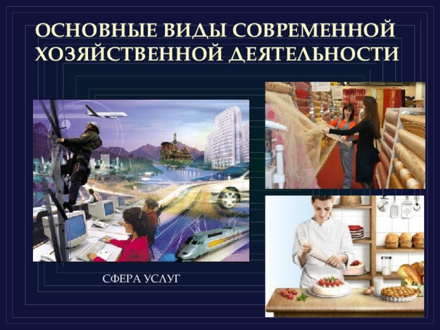 ОСНОВНЫЕ ВИДЫ СОВРЕМЕННОЙ ХОЗЯЙСТВЕННОЙ ДЕЯТЕЛЬНОСТИ СФЕРА УСЛУГ 