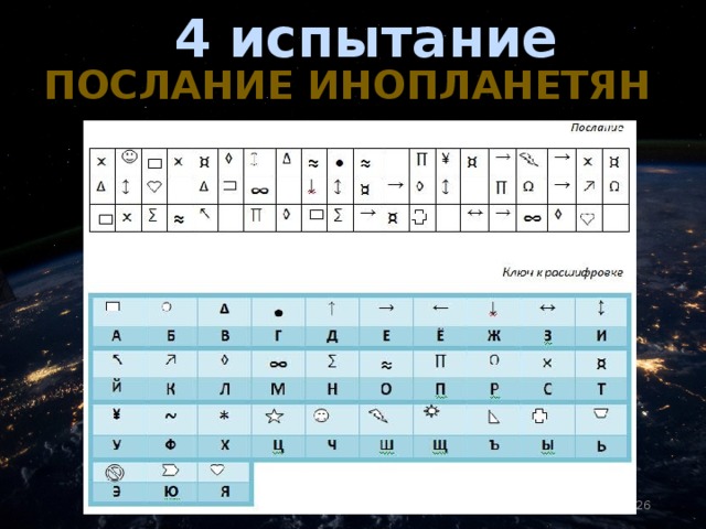 4 испытание  Послание инопланетян