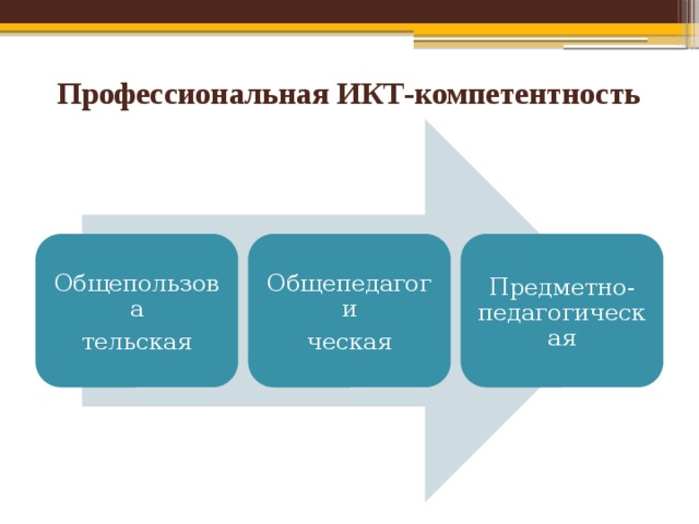 Профессиональная ИКТ-компетентность Общепользова Общепедагоги Предметно-педагогическая тельская ческая 