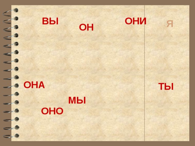 вы они я он она ты мы оно 
