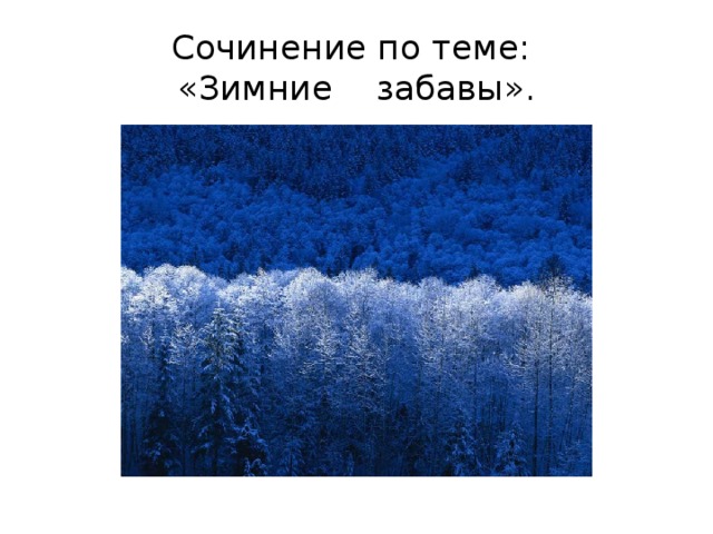 Сочинение по теме:  «Зимние забавы». 