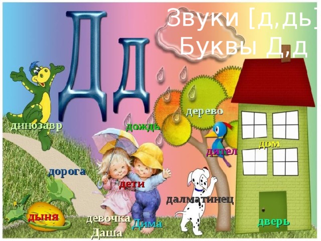 Звуки [д,дь] Буквы Д,д 