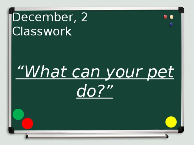 December, 2  Classwork “ What can your pet do?” 