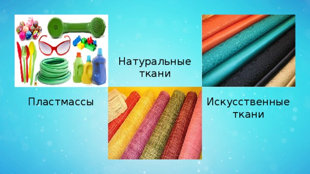 Натуральные ткани Пластмассы Искусственные ткани 