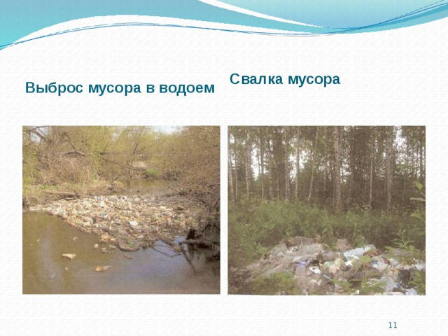 Выброс мусора в водоем Свалка мусора  
