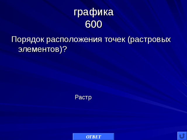 графика  600 Порядок расположения точек (растровых элементов)? Растр ОТВЕТ