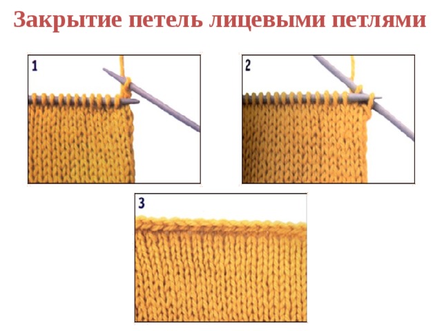 Закрытие петель лицевыми петлями 