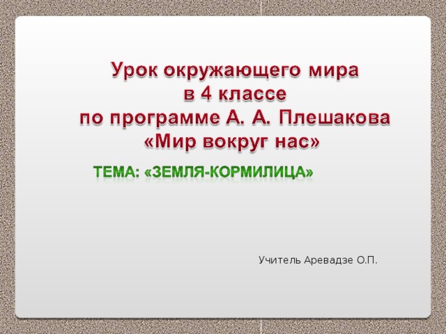 Учитель Аревадзе О.П.  
