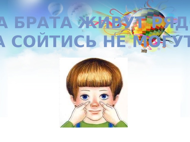 ДВА БРАТА ЖИВУТ РЯДОМ, А СОЙТИСЬ НЕ МОГУТ. 