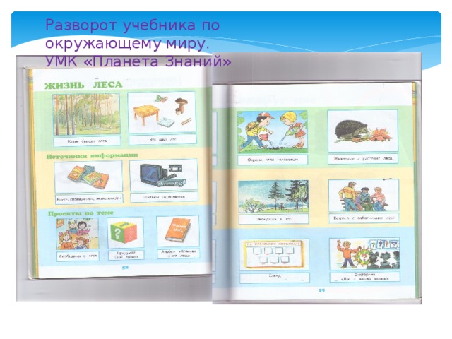 Разворот учебника по окружающему миру. УМК «Планета Знаний» 