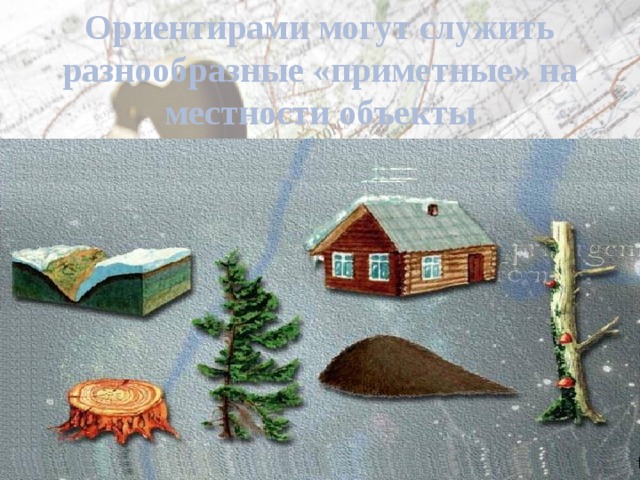 Ориентирами могут служить разнообразные «приметные» на местности объекты 