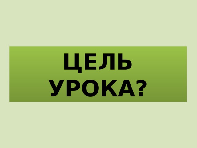 ЦЕЛЬ УРОКА? 