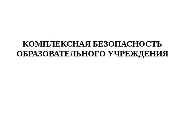 КОМПЛЕКСНАЯ БЕЗОПАСНОСТЬ ОБРАЗОВАТЕЛЬНОГО УЧРЕЖДЕНИЯ       