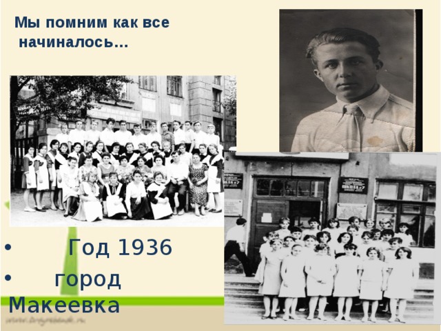 Мы помним как все  начиналось…  Год 1936  город Макеевка 