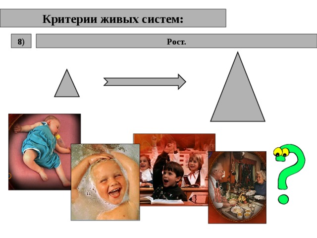 Критерии живых систем: Рост. 8) 