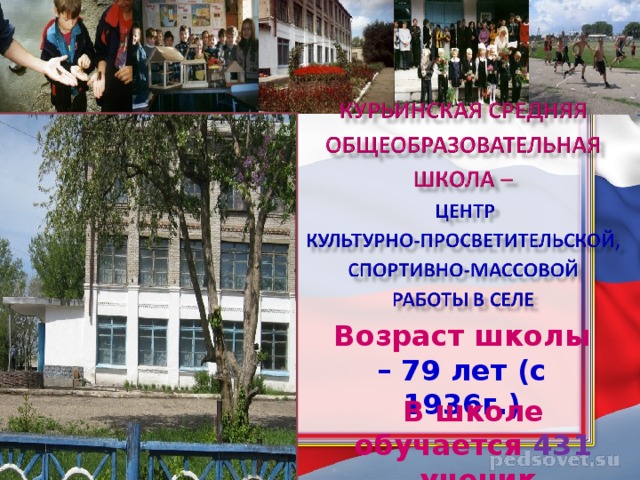 Возраст школы  – 79 лет (с 1936г.) В школе обучается 431 ученик 