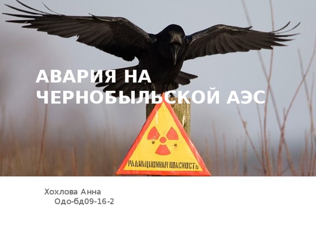 АВАРИЯ НА ЧЕРНОБЫЛЬСКОЙ АЭС Хохлова Анна  Одо-бд09-16-2  