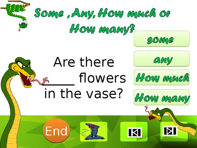 Are there _____ flowers in the vase? 6 1 2 3 4 5 End 7 8 9 10 
