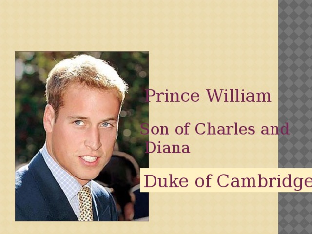 Prince William Son of Charles and  Diana Duke of Cambridge 