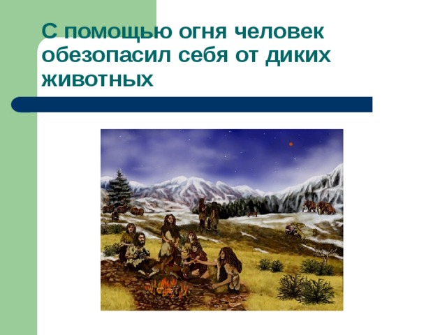 С помощью огня человек обезопасил себя от диких животных 
