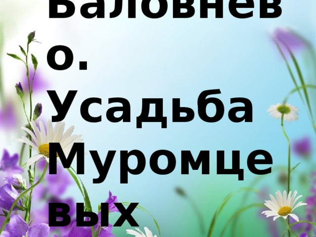 Баловнево. Усадьба Муромцевых   