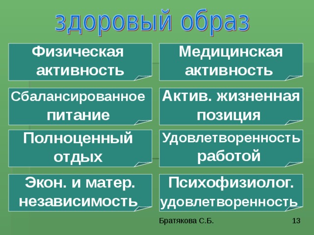 Физическая активность Медицинская активность Сбалансированное  питание Актив. жизненная позиция Полноценный отдых Удовлетворенность работой Экон. и матер. независимость Психофизиолог. удовлетворенность  