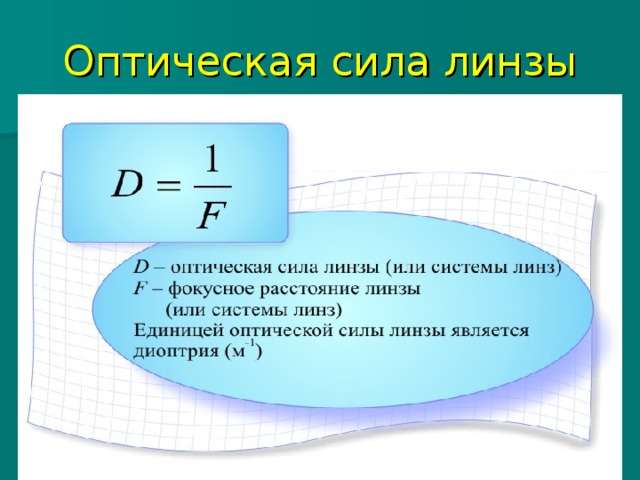 Оптическая сила линзы 