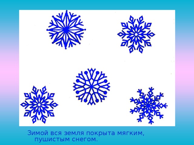 Зимой вся земля покрыта мягким, пушистым снегом. 